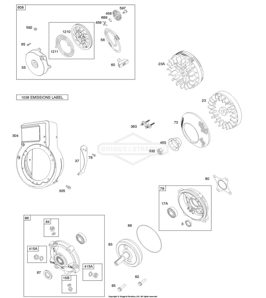 Blower Housing/Shrouds, Flywheel, Gear Reduction, Rewind Starter