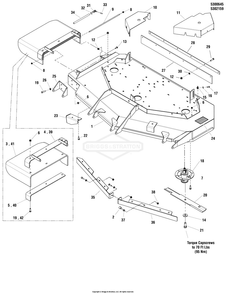 61 Mower Deck - Housing, Covers, Spindles & Blades (Side Discharge)