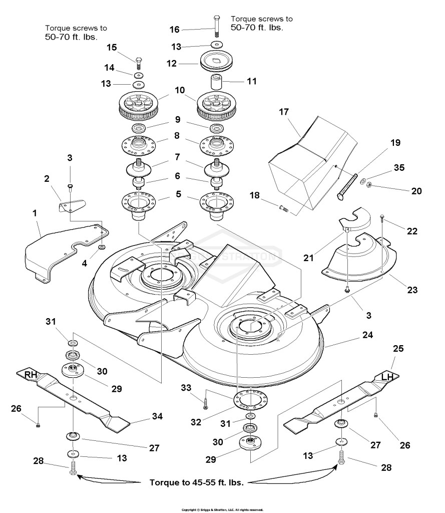 40 Mower Deck - Housing, Arbors & Blades