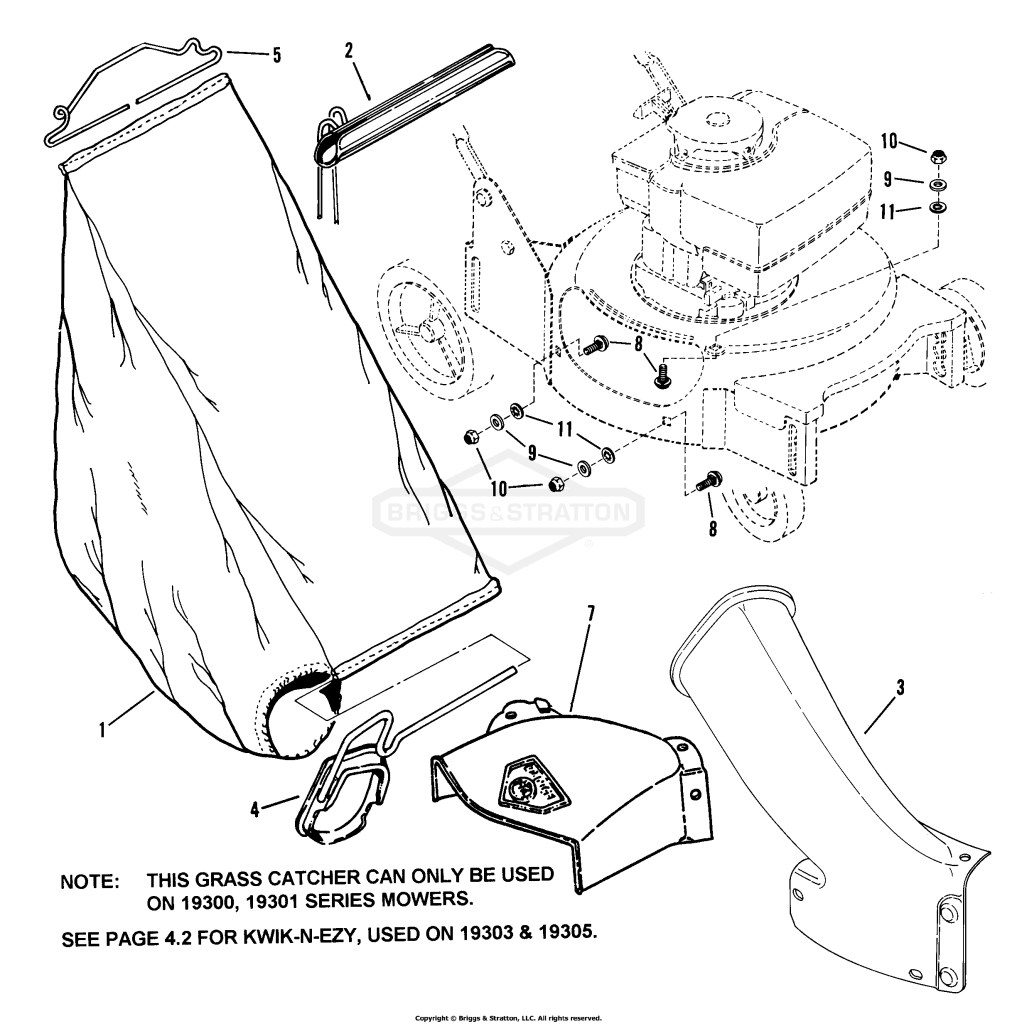Accessory - Side Chute, Adapter, Grass Catcher - Series 0 & 1