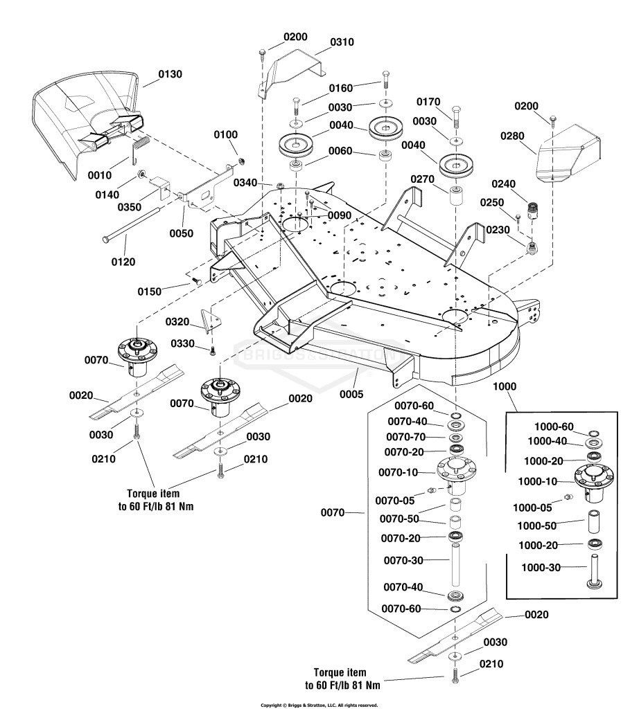 48 (122cm) Mower Deck - Housing, Arbors & Blades Group