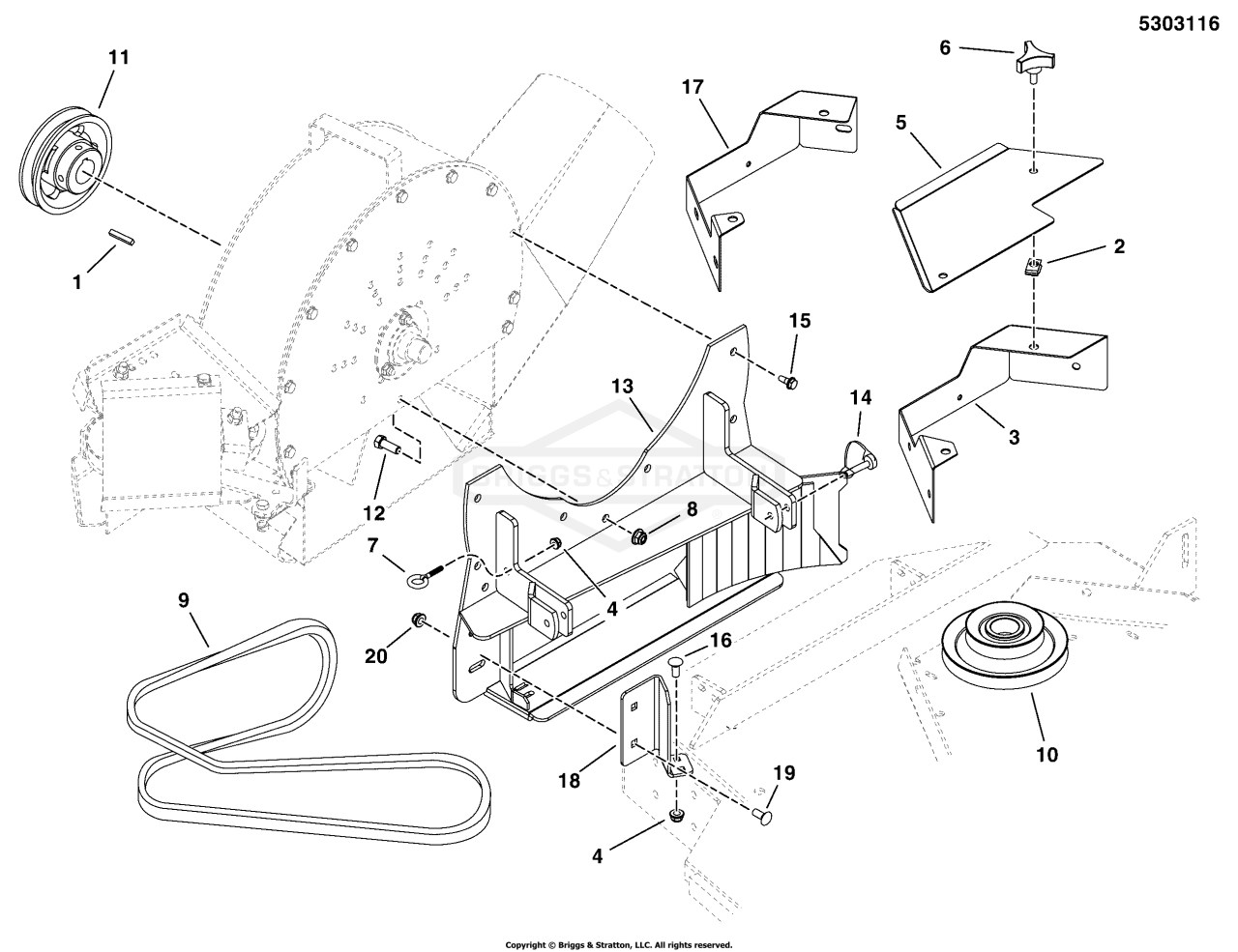 Blower Mount Group - 61 Mower Decks