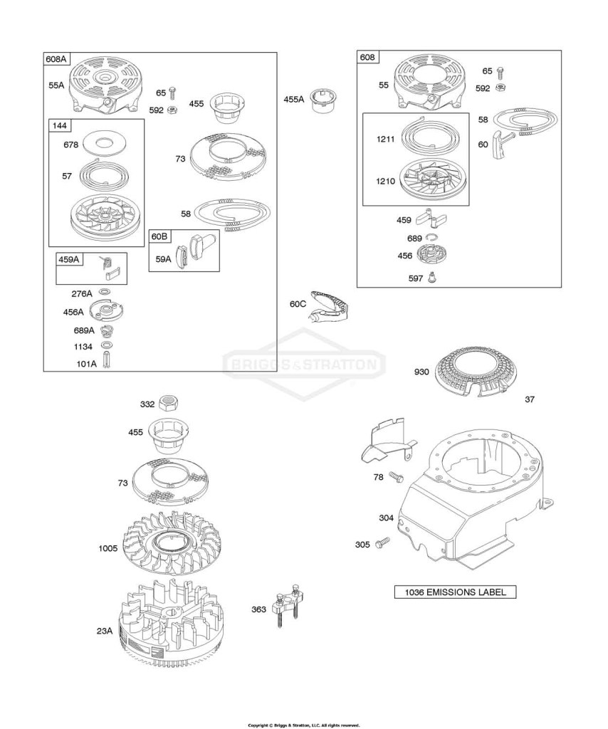 Blower Housing/Shrouds, Flywheel, Rewind Starter