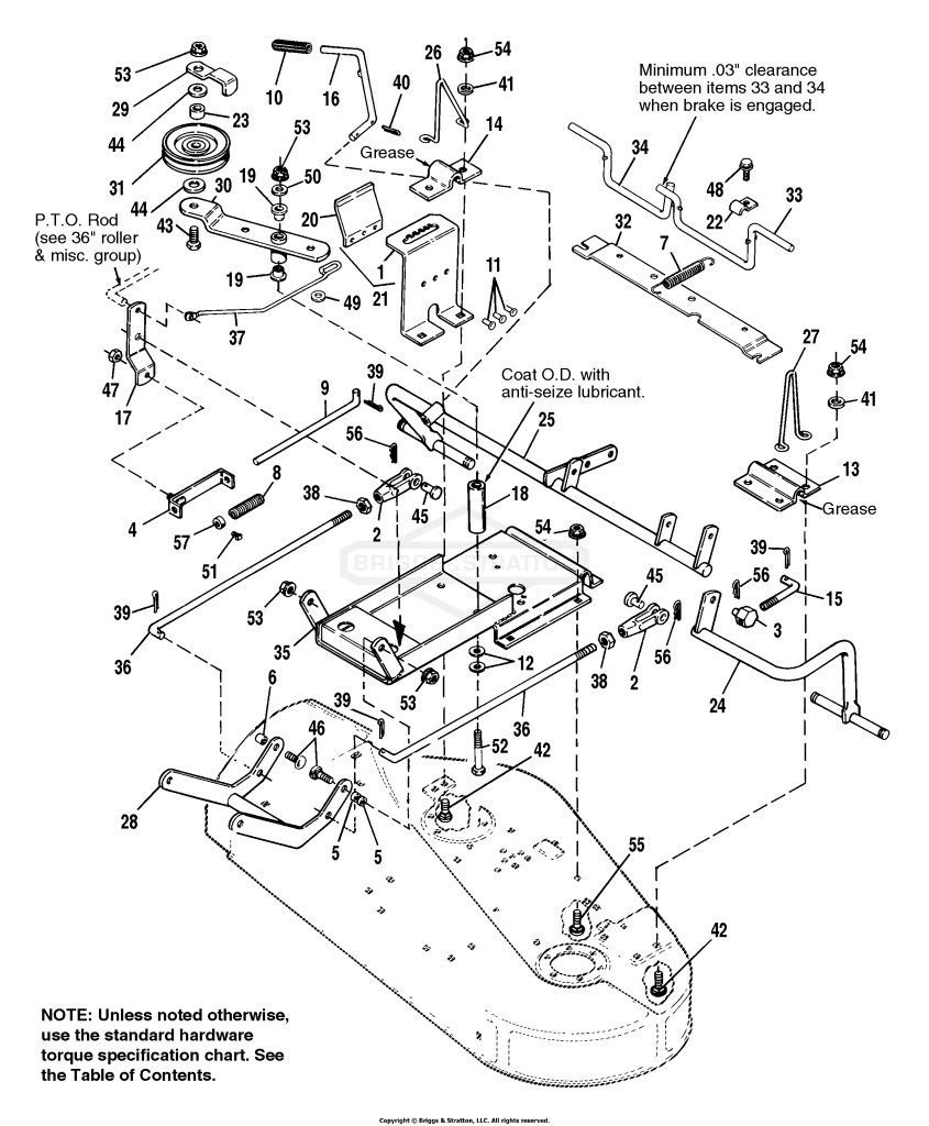 36 Mower Deck - Clutch & Roller Support
