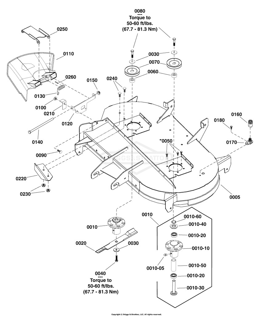 42 (107cm) Mower Deck - Housing, Arbor & Blade Group