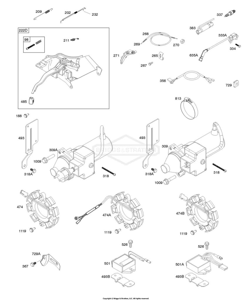 Alternator, Controls, Electrical Starter, Governor Spring, Ignition