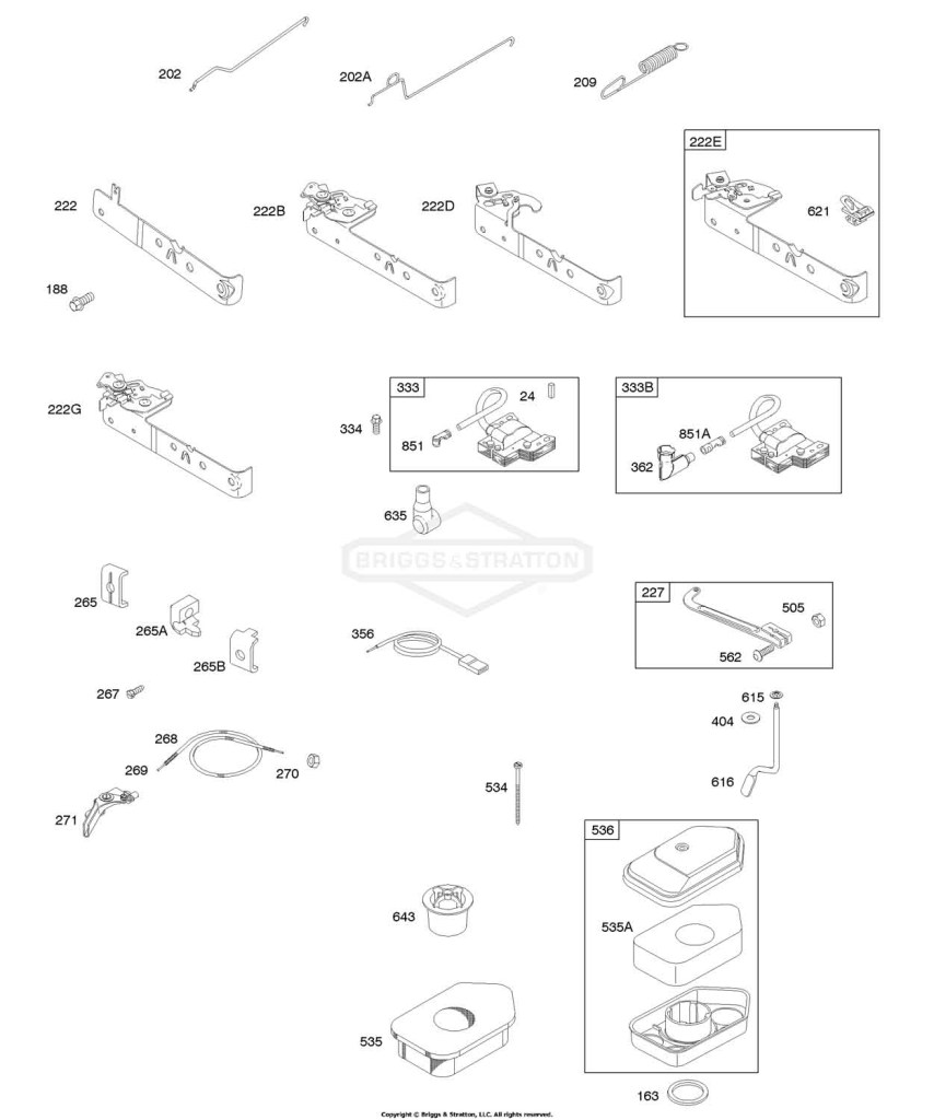 Air Cleaner, Controls, Governor Spring, Ignition