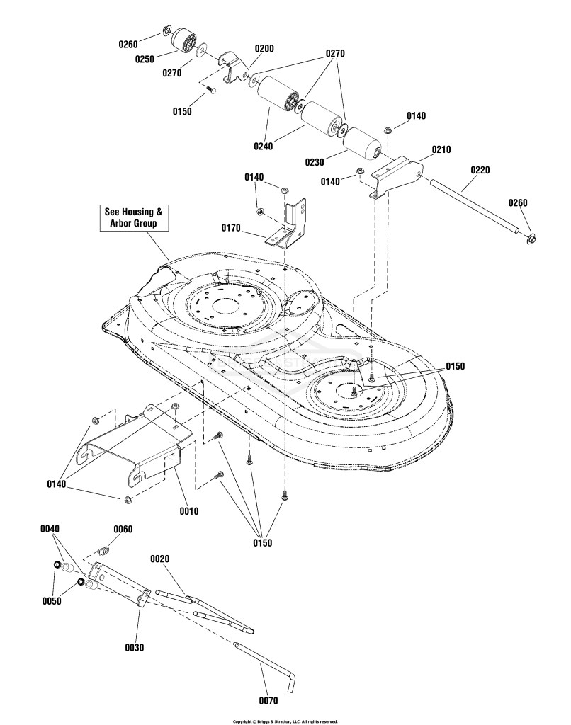 42 Mower Deck - Height Adjustment & Roller Bar Group