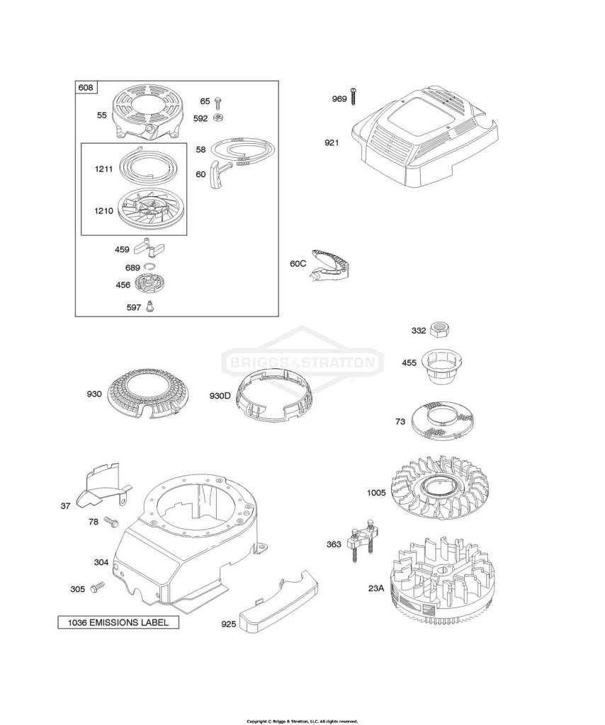 Blower Housing/Shrouds, Flywheel, Rewind Starter