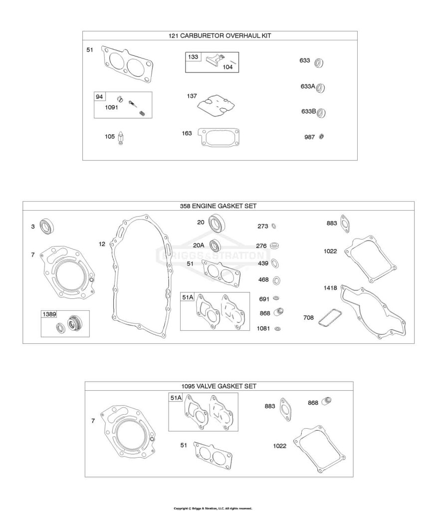 Carburetor Overhaul Kit, Engine & Valve Gasket Sets