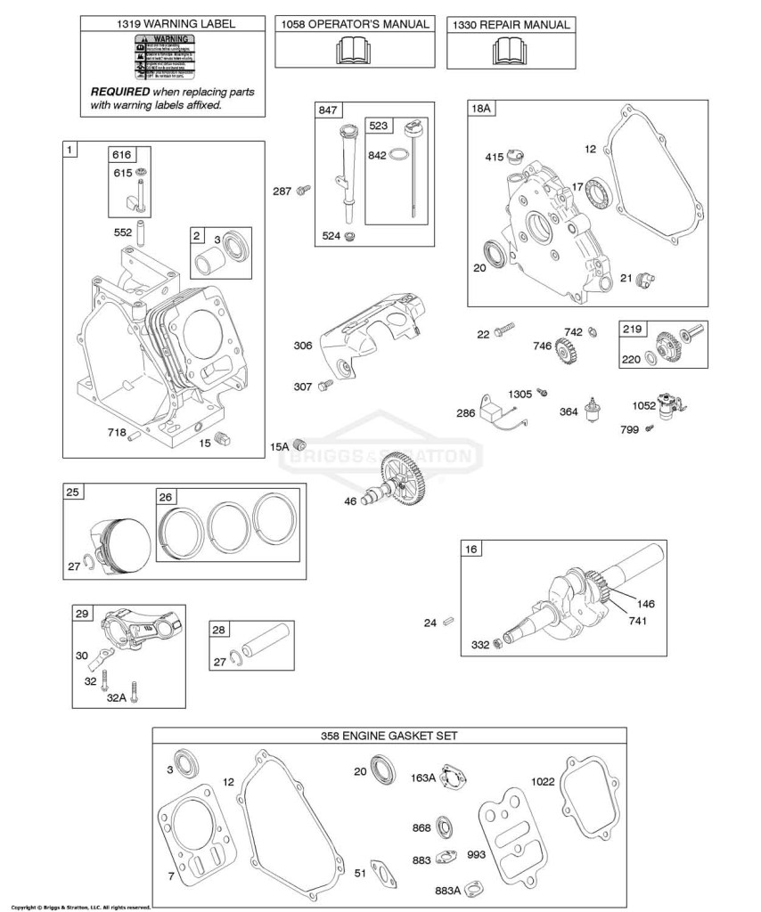 Camshaft, Crankcase Cover, Crankshaft, Cylinder, Lubrication, Piston Group
