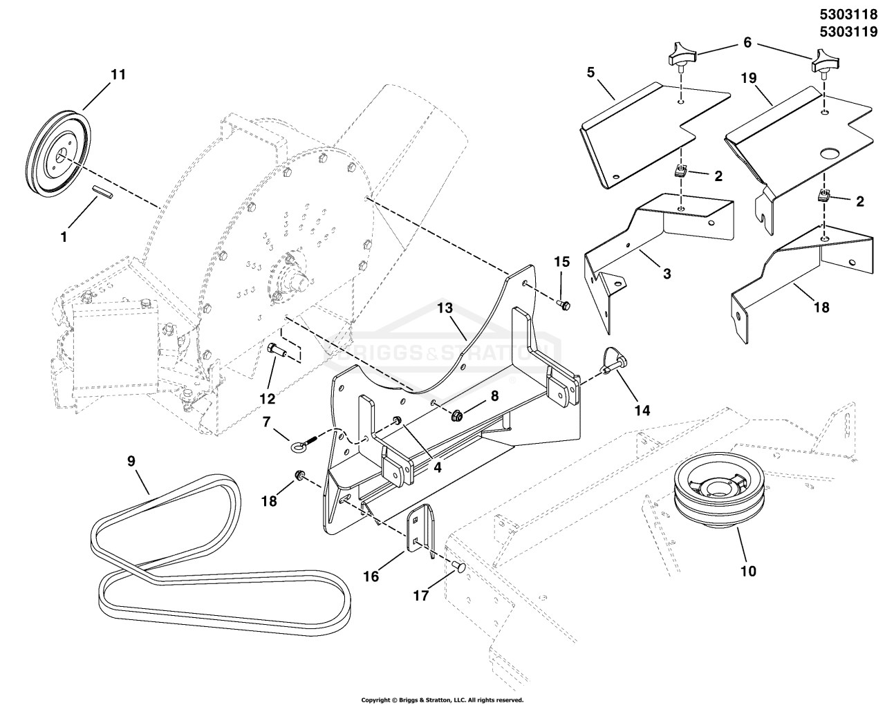 Blower Mount Group - 52 Mower Decks