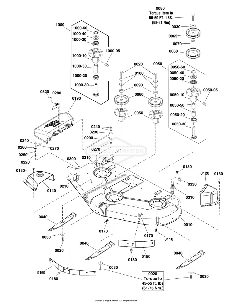 44 (112cm) Mower Deck - Housing, Arbors & Blades Group (2992336)
