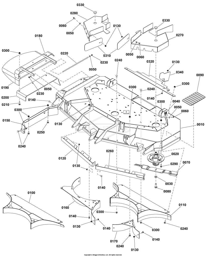 61 Mower Deck Group - Housing, Covers, Spindles and Blades