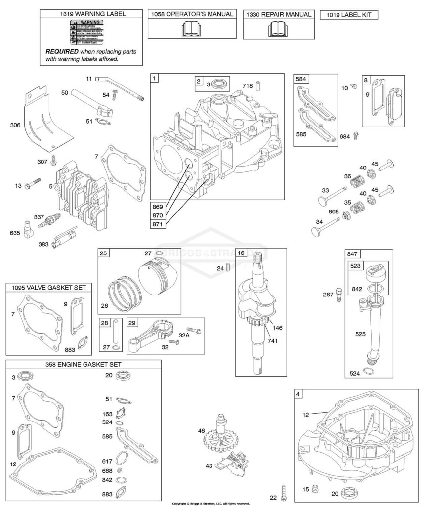 Cam, Crankshaft, Cylinder, Engine Sump, Kit/Gaskets, Lubrication, Piston Group, Valves