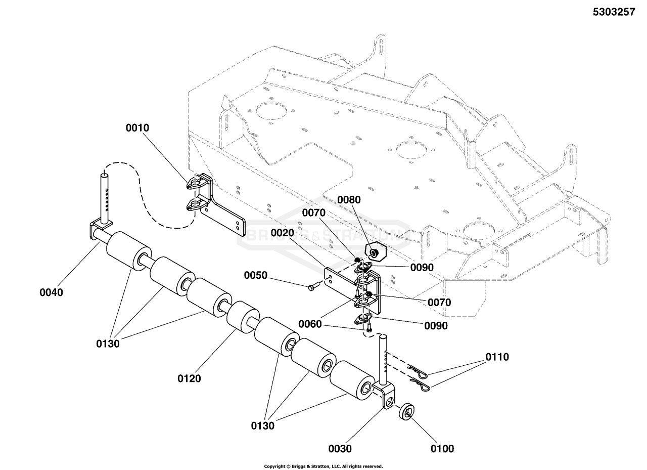48 Mower Deck - Rear Roller Bar (5303257)