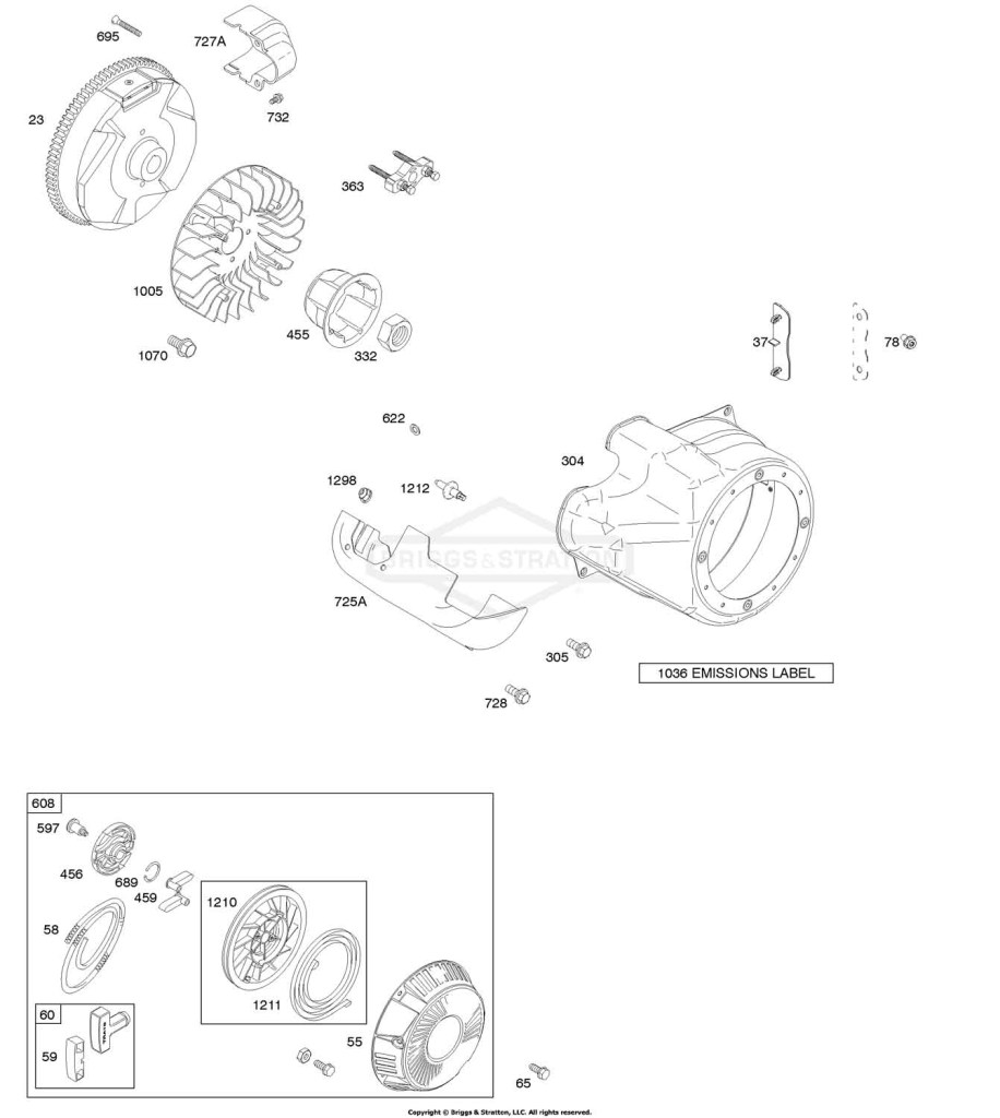 Blower Housing/Shrouds, Flywheel, Rewind Starter
