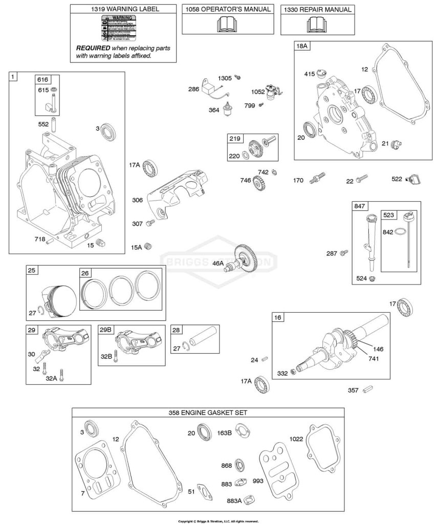 Camshaft, Crankcase Cover, Crankshaft, Cylinder, Lubrication, Piston Group