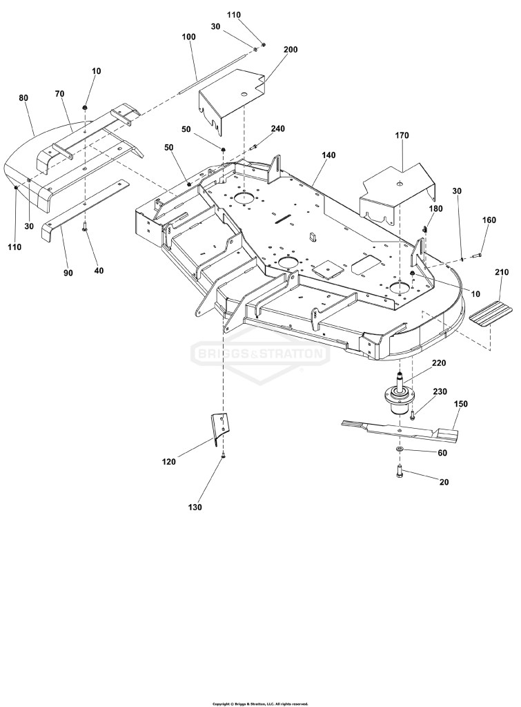 60 Mower Deck Group - Housing, Covers, Spindles, and Blades
