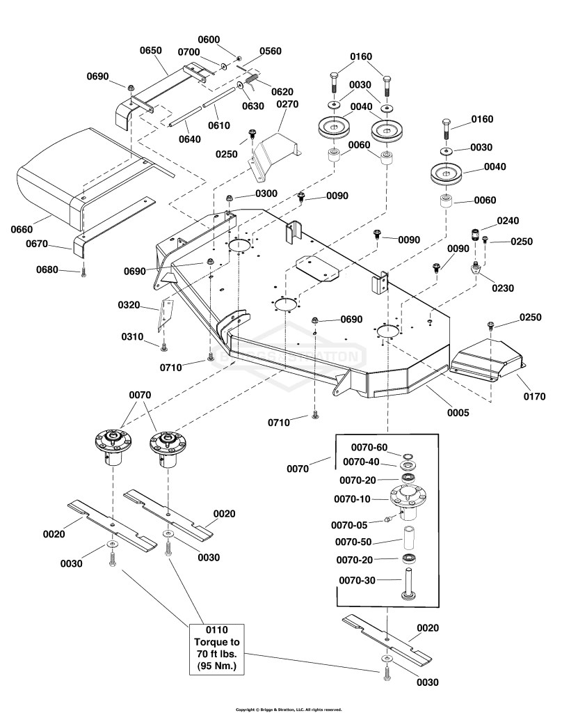 52 (132cm) Mower Deck - Housing, Arbors & Blades Group