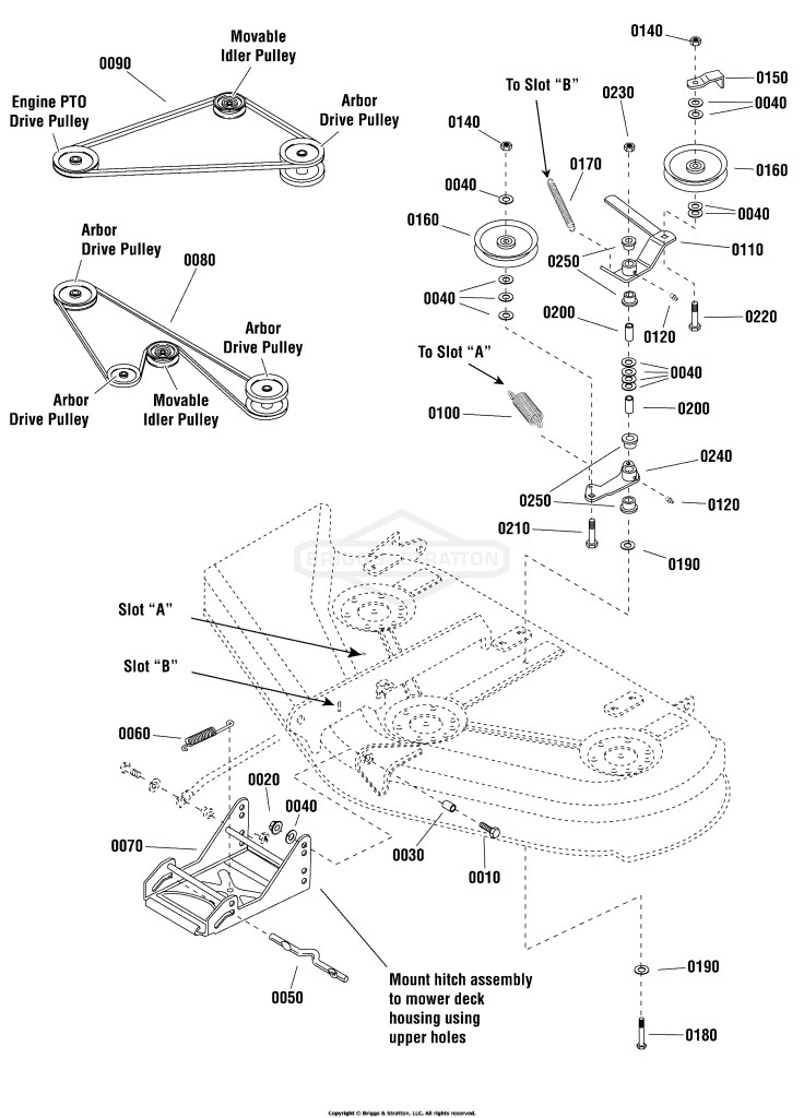 44 (112cm) Mower Deck - Clutch & Support Group