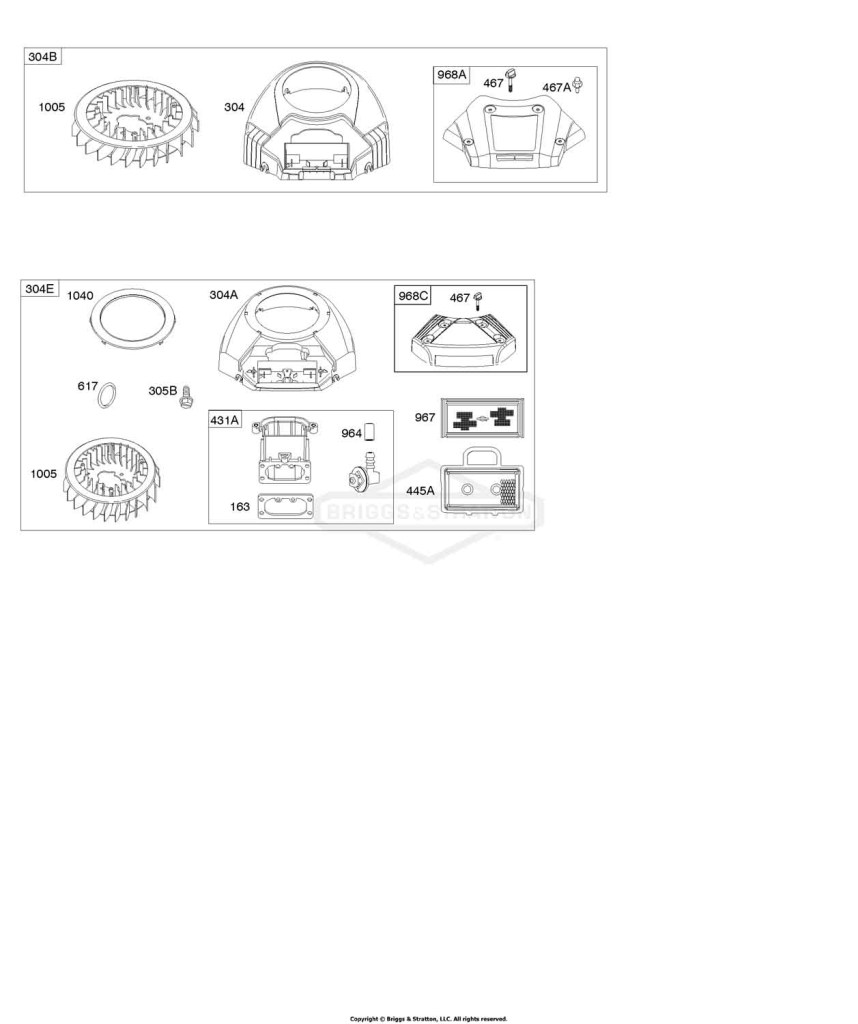 Blower Housing, Air Cleaner, Gasket Set - Valve