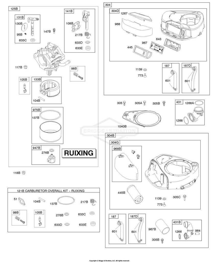 Air Cleaner, Blower Housing, Carburetor - Ruixing