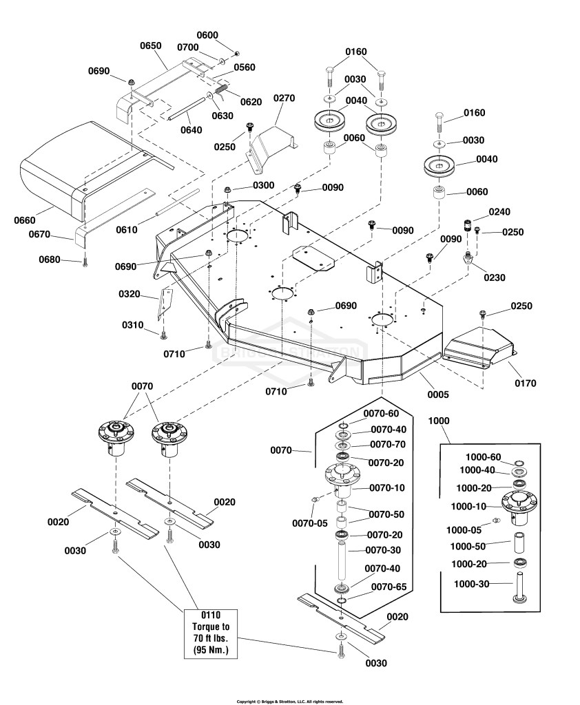 52 (132cm) Mower Deck - Housing, Arbors & Blades Group