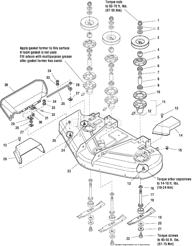 44 & 50 Mower Deck - Housing, Arbors & Blades Group