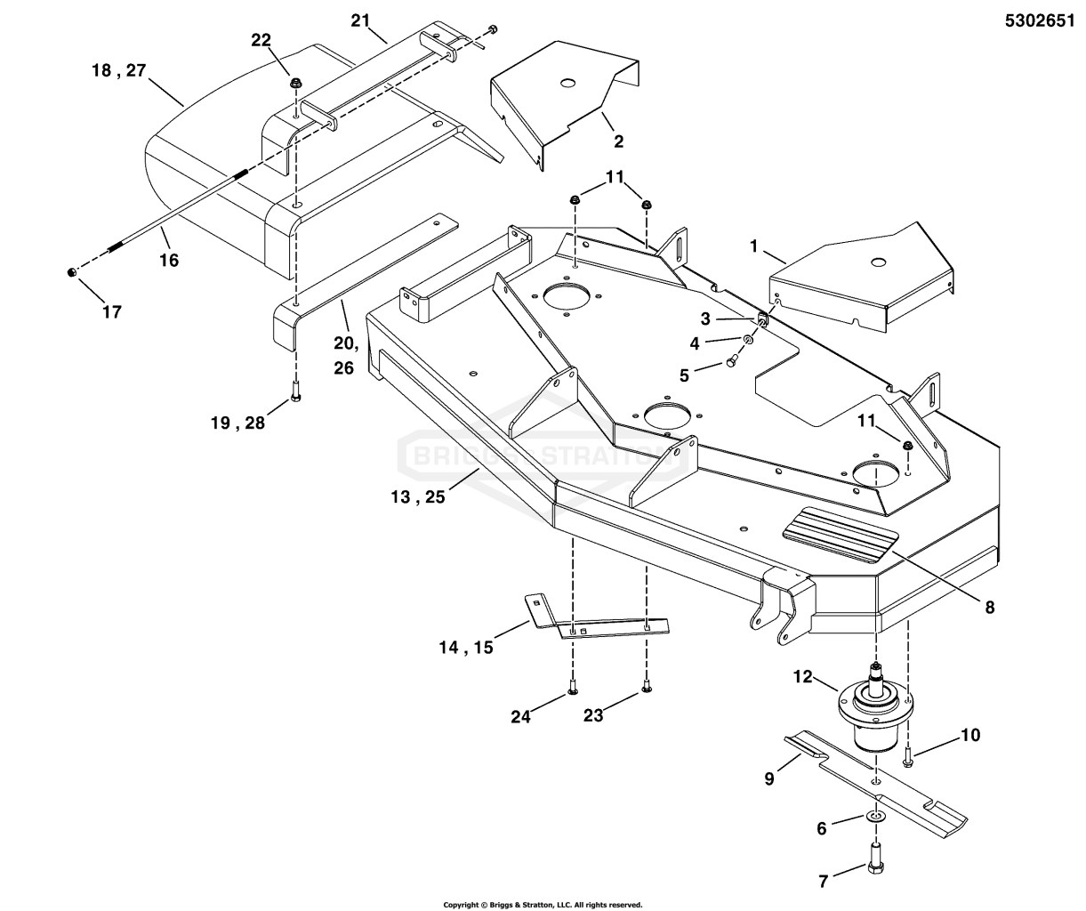 48 Mower Deck - Housing, Covers, Spindles & Blades