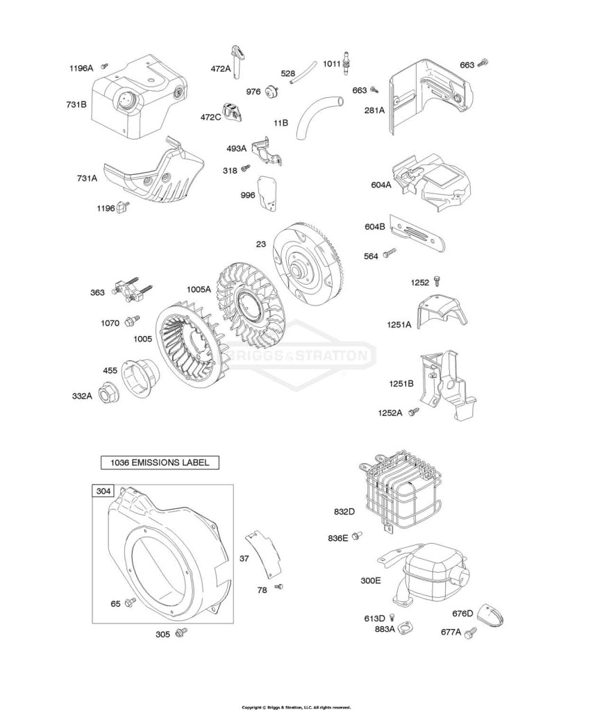 Blower Housing/Shrouds, Exhaust System, Flywheel