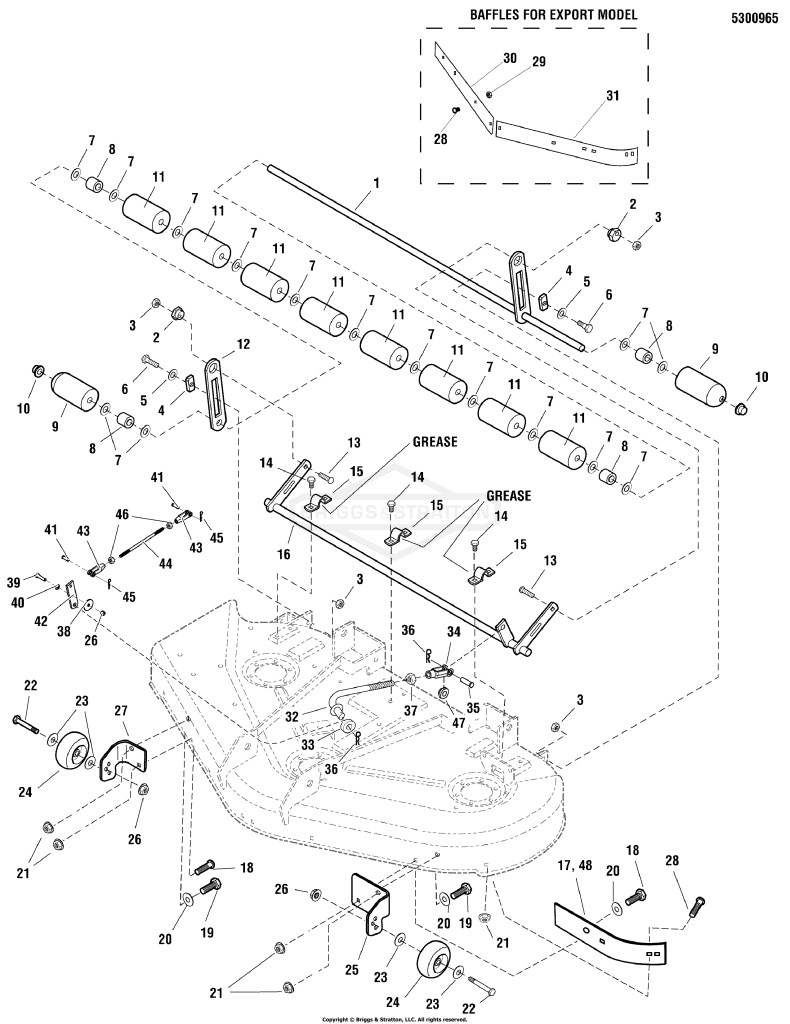 50 Mower Deck - Rollers Group (B&S ELS)