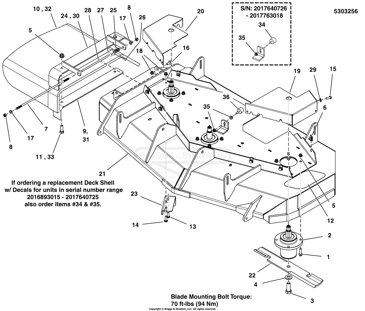 48 Mower Deck - Housing, Covers, Spindles & Blades (5303256)