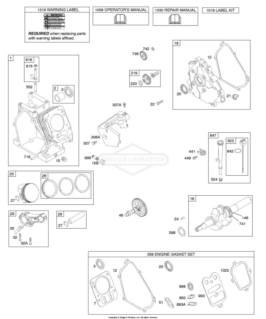 Camshaft, Crankcase Cover, Crankshaft, Cylinder, Lubrication, Piston Group