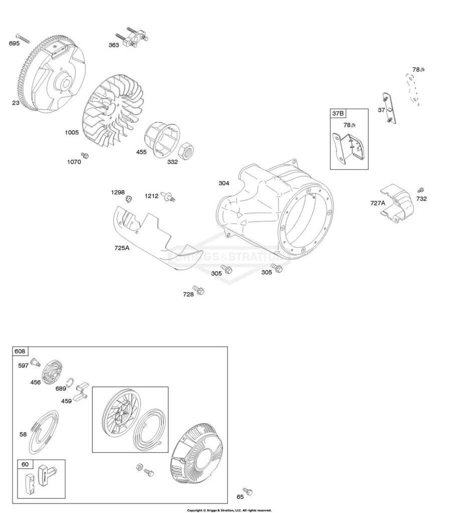 Blower Housing/Shrouds, Flywheel, Rewind Starter