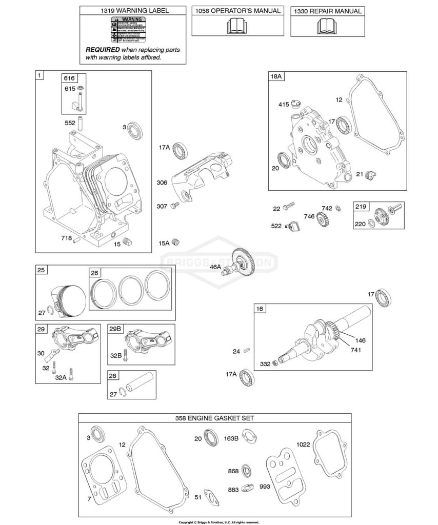 Camshaft, Crankcase Cover, Crankshaft, Cylinder, Lubrication, Piston Group