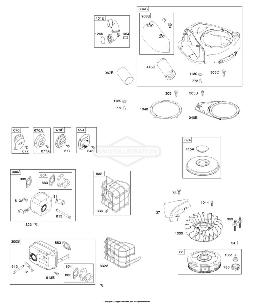 AIR CLEANER, BLOWER HOUSING, EXHAUST SYSTEM, FLYWHEEL