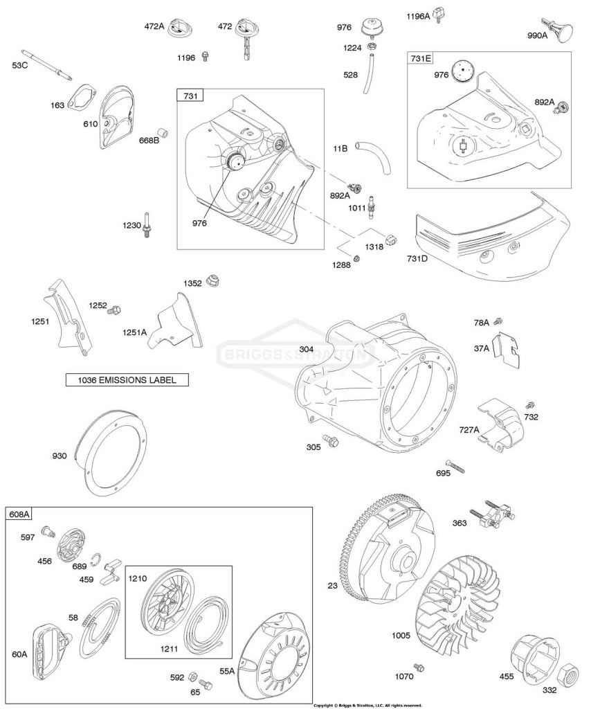 Blower Housing/Shrouds, Flywheel, Rewind Starter