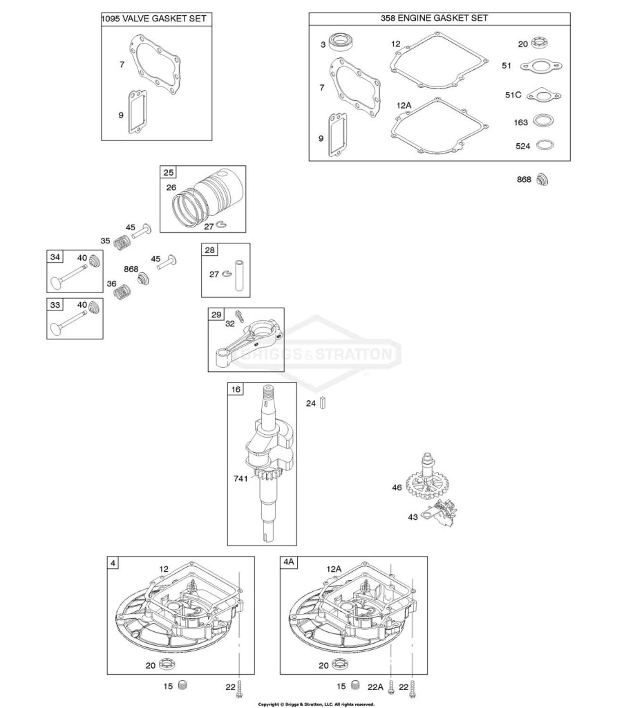 Camshaft, Crankcase Cover/Sump, Crankshaft, Gasket Set - Engine, Gasket Set - Valve, Piston/Rings/Connecting Rod
