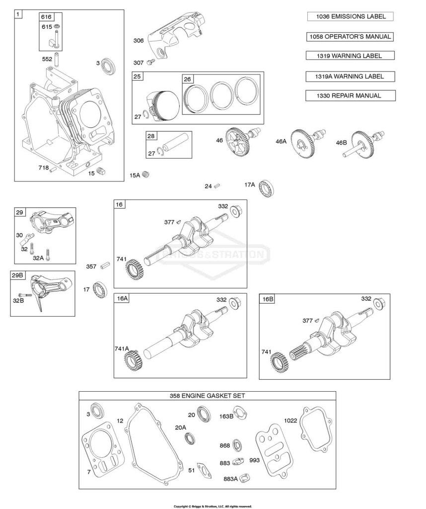 Camshaft, Crankshaft, Cylinder, Piston Group