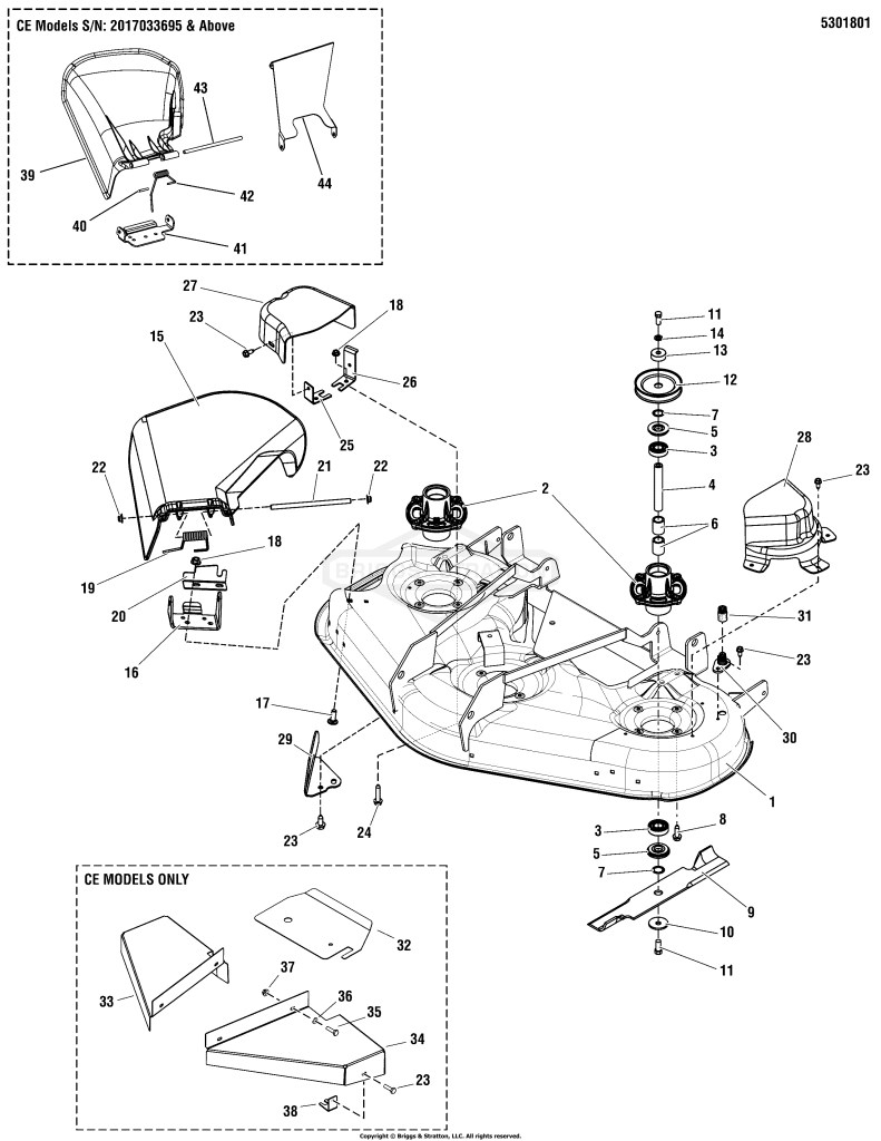 52 Mower Deck - Housing, Covers, Spindles & Blades Group