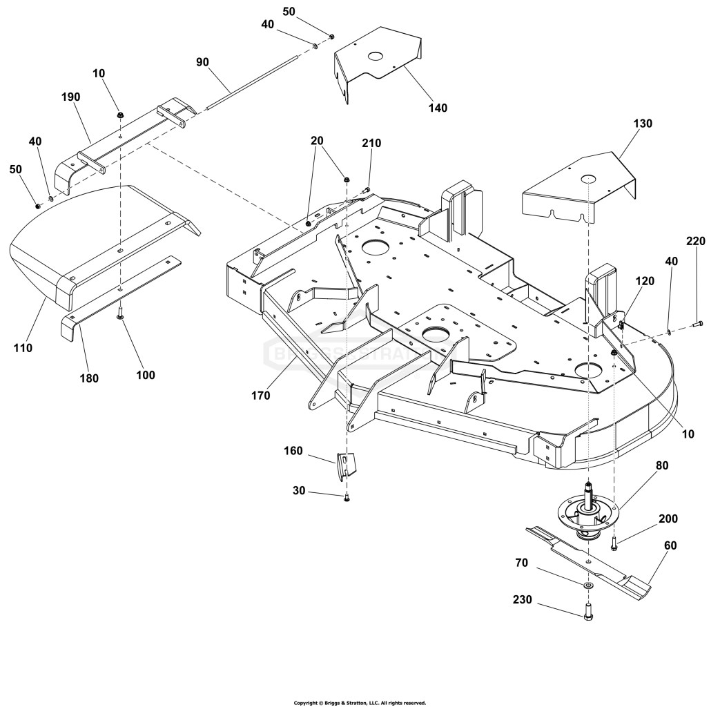 60 Mower Deck Group - Housing, Covers, Spindles, and Blades