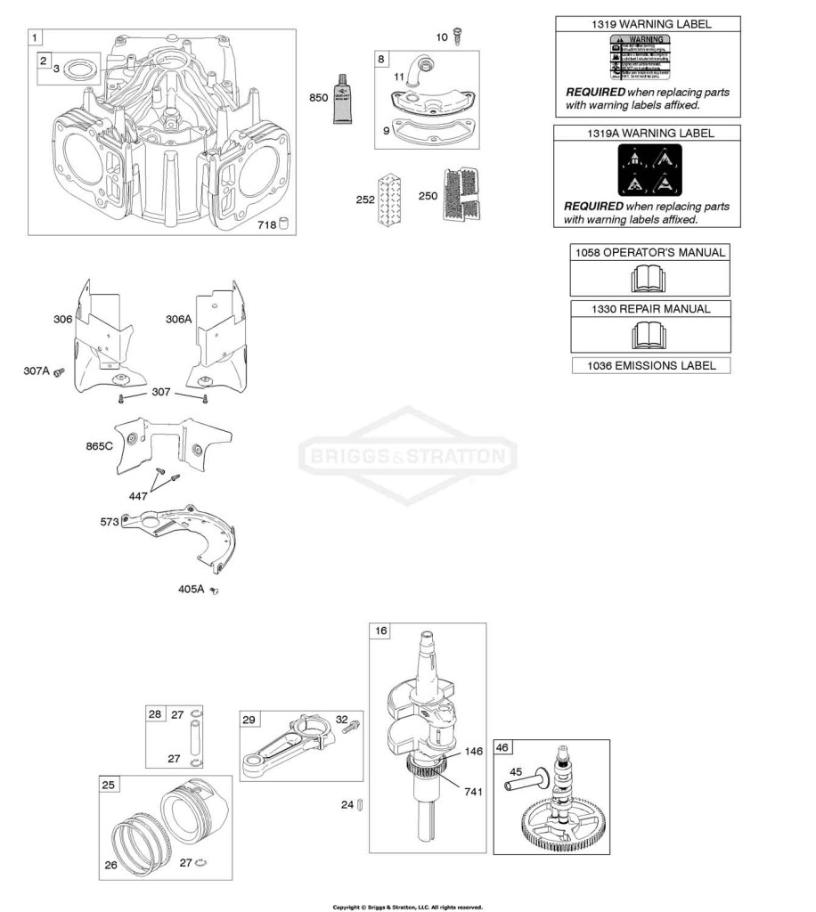 Camshaft, Crankshaft, Cylinder, Piston, Rings, Connecting Rod