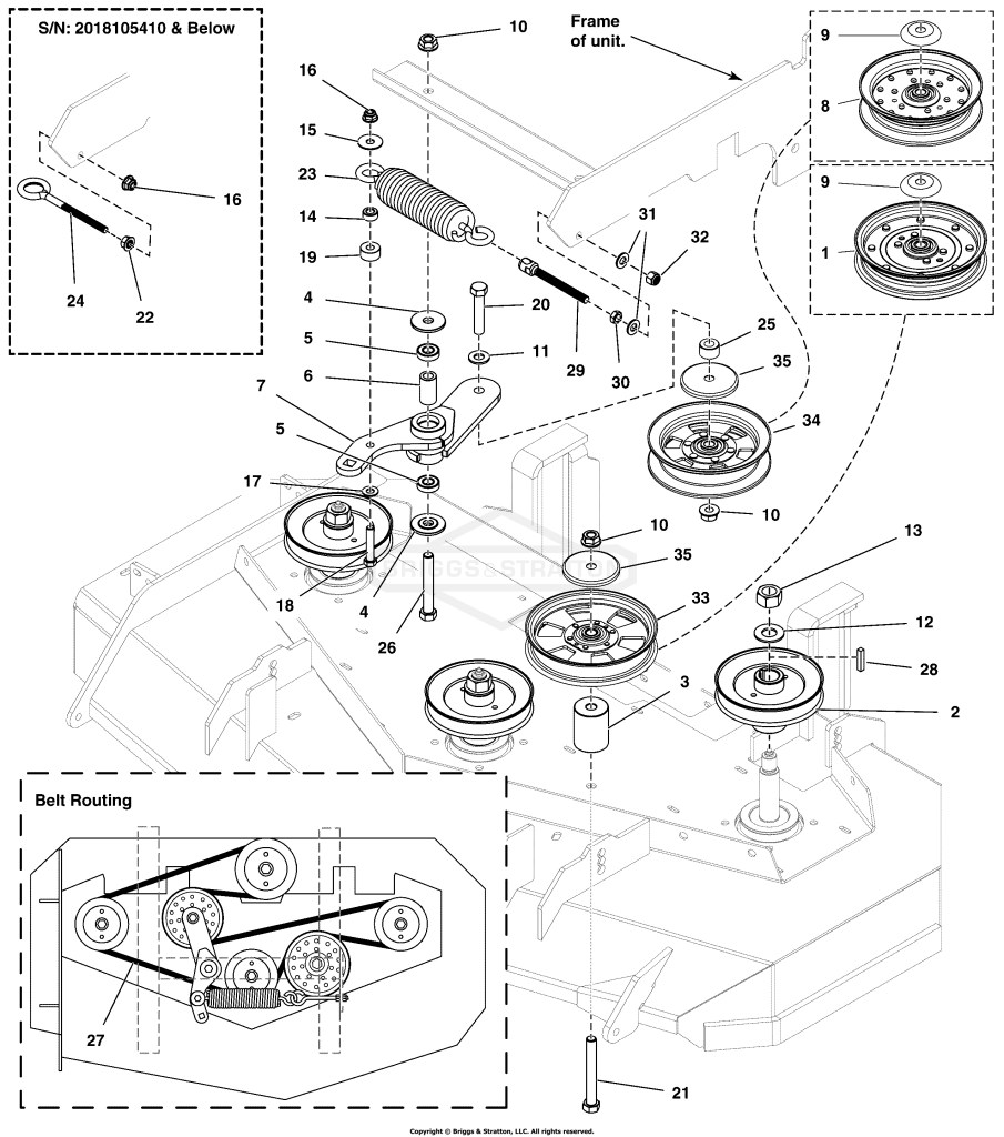 48 Mower Deck - Pulleys, Belt, & Idler Arm