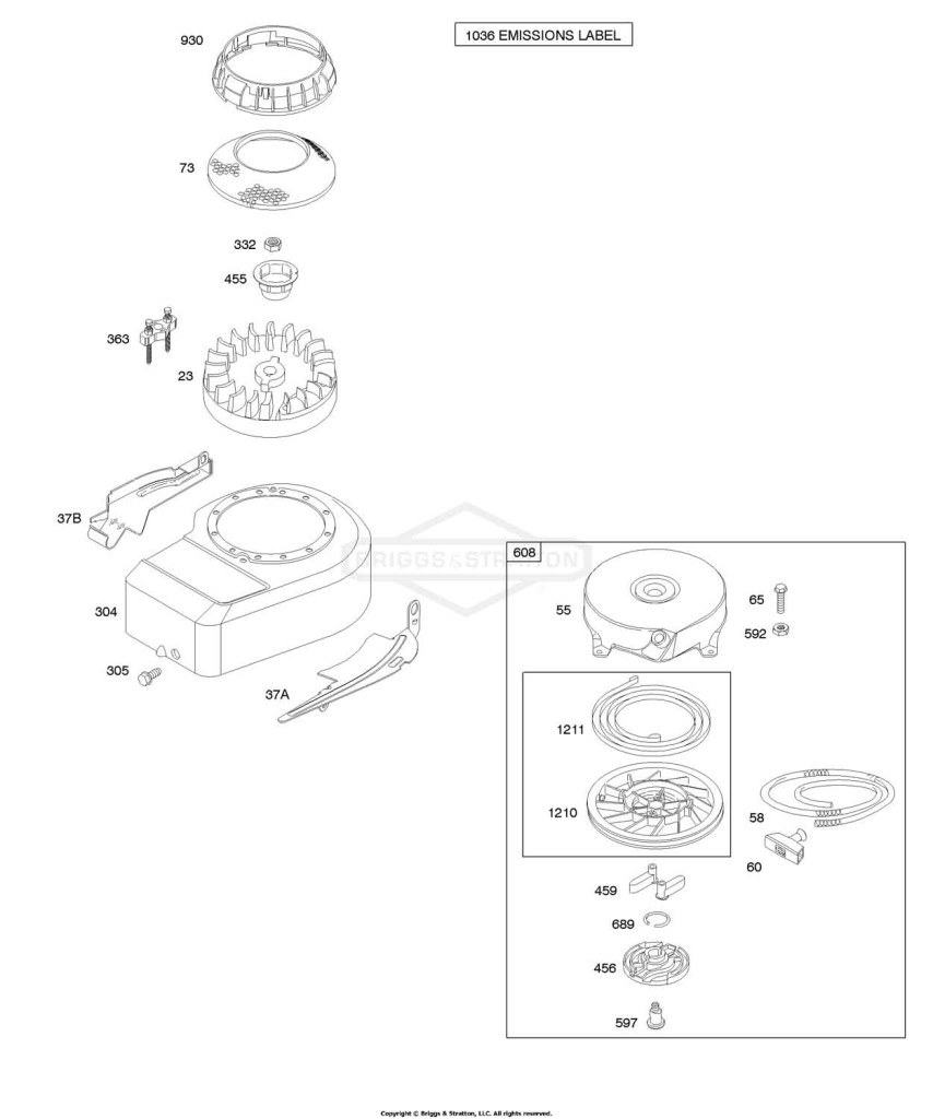 Blower Housing/Shrouds, Flywheel, Rewind Starter