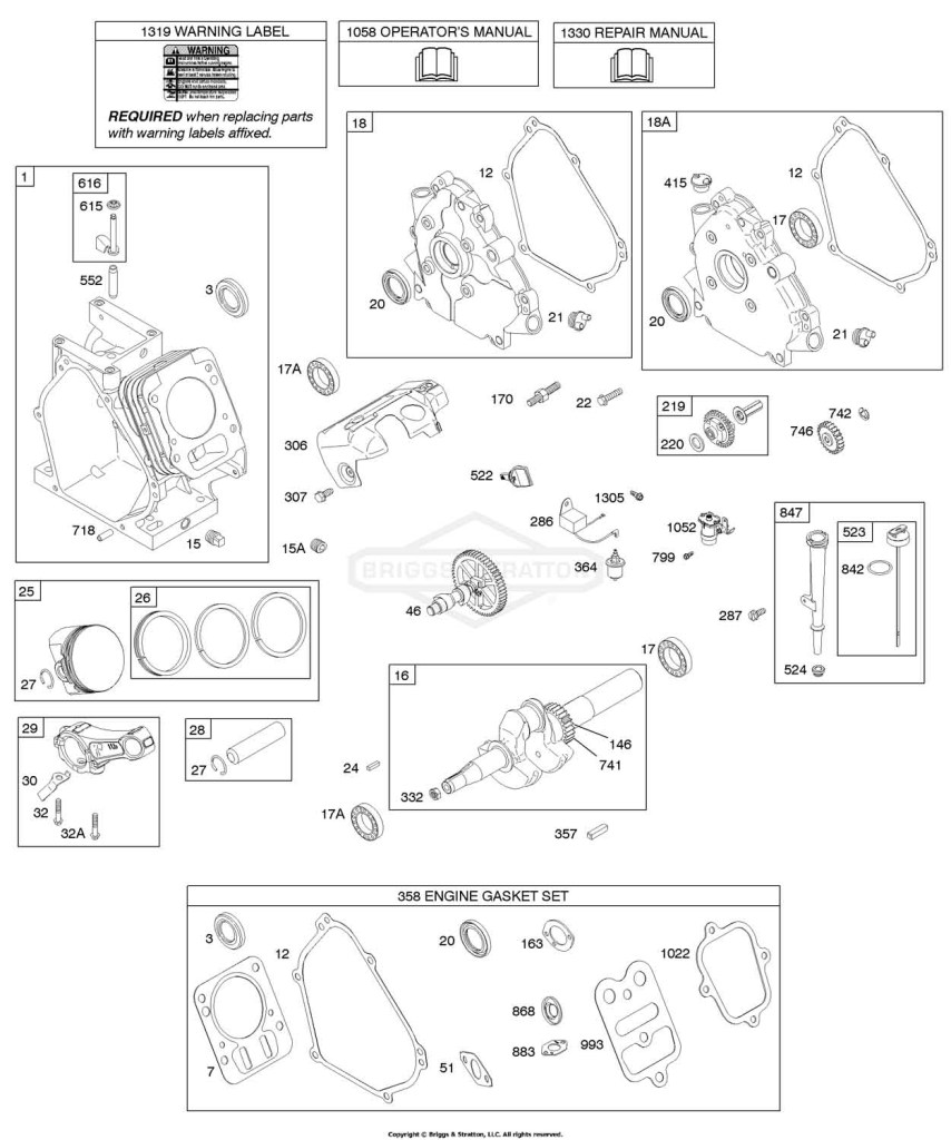 Camshaft, Crankcase Cover, Crankshaft, Cylinder, Lubrication, Piston Group