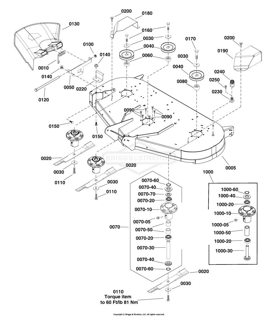48 Mower Deck - Housing, Arbors & Blades Group