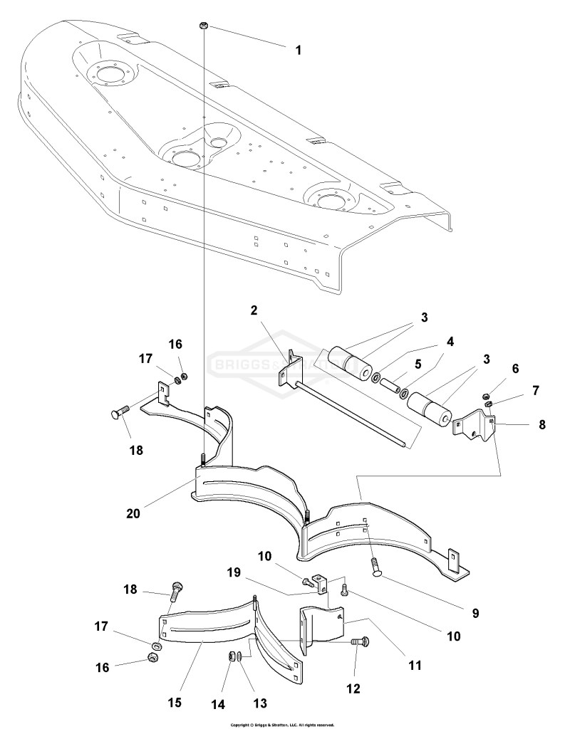 60 Mower Deck - Baffle & Inner Roller Group