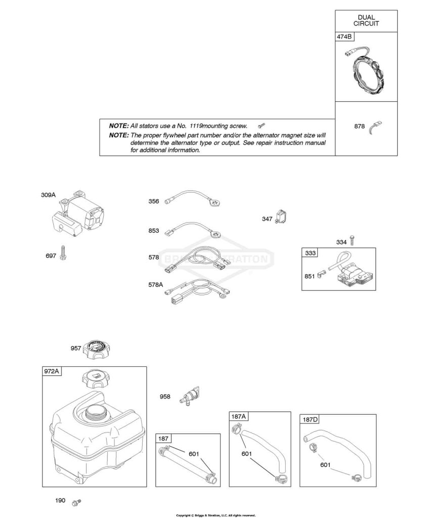 Alternator, Electric Starter, Fuel Supply, Ignition