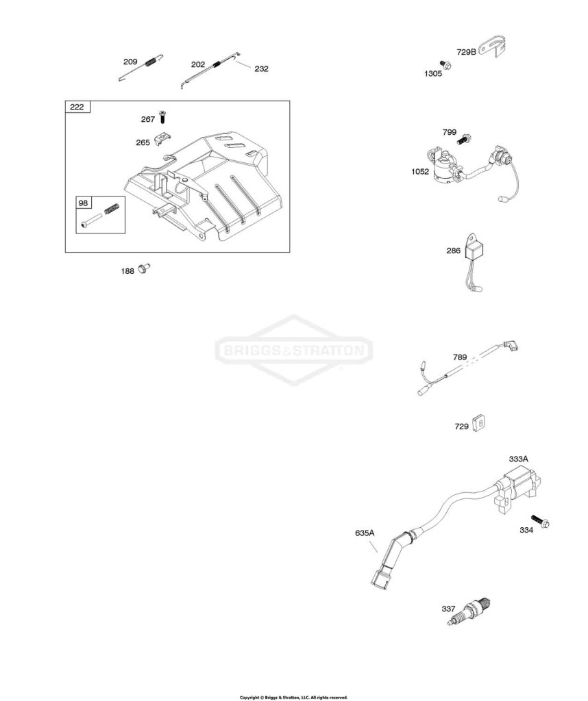 Air Cleaner, Alternator, Armature, Electrical System, Ignition, Controls, Governor Spring, Exhaust System, Fuel Supply, Spark Plug